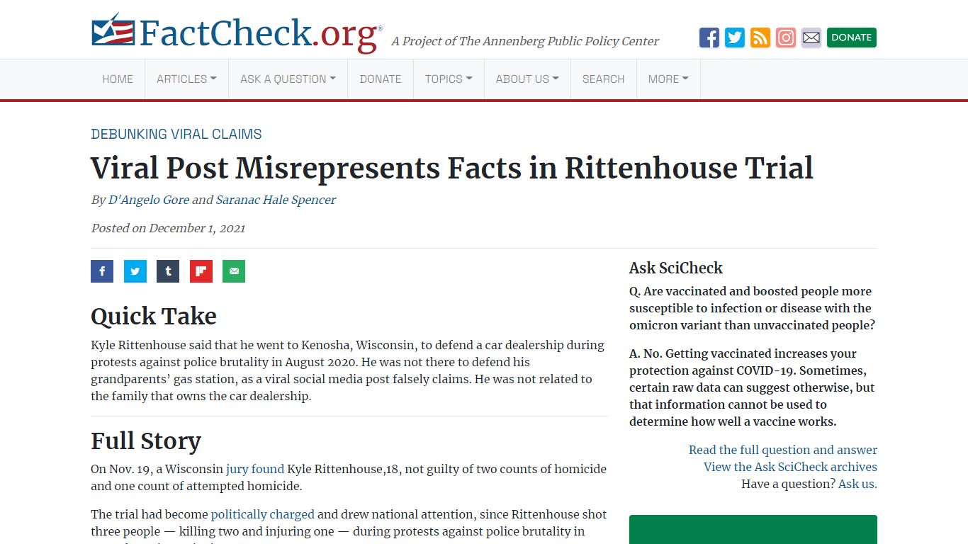 Viral Post Misrepresents Facts in Rittenhouse Trial